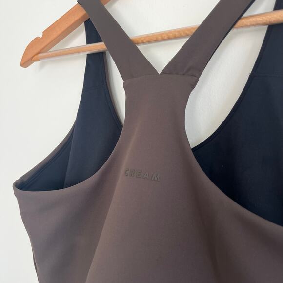Cream Yoga Carrie Chocolate Brown Racerback Sports Bra Crop Top, Size Large - Picture 8 of 10